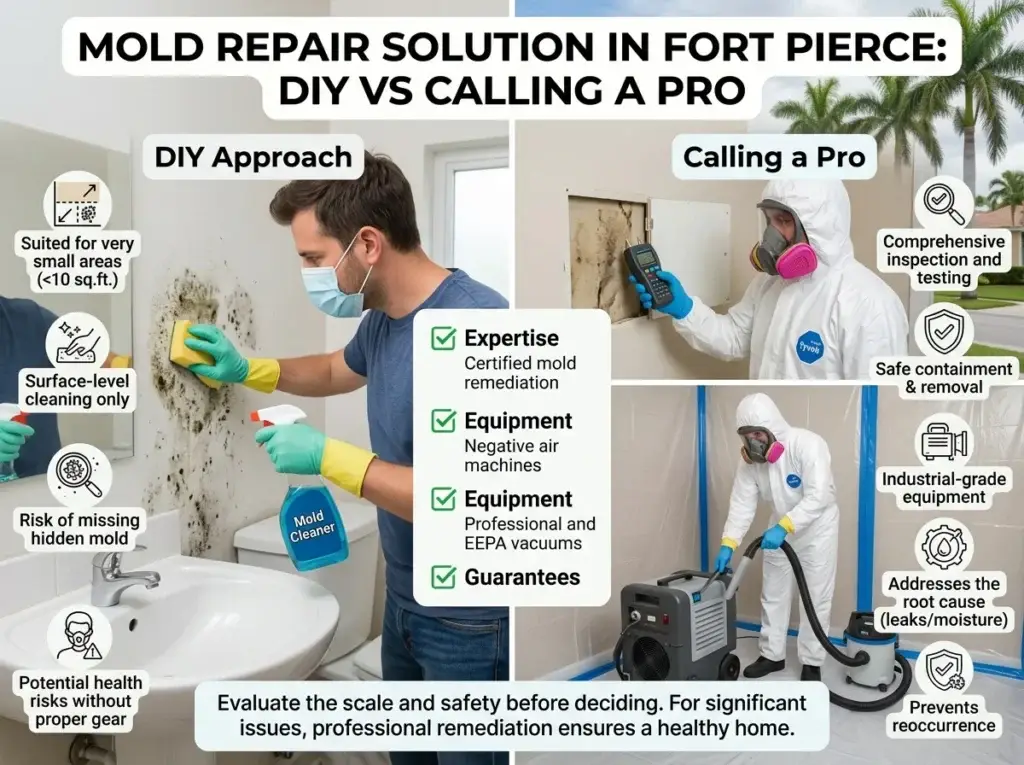 Mold Inspection and Detection in Fort Pierce: Complete Guide to Problems, Prevention and Removal 2 Mold Repair Solution in Fort Pierce: DIY vs Calling a Pro