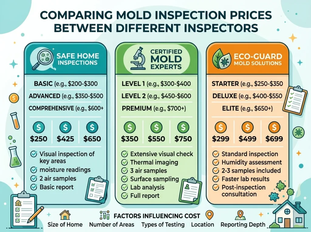 Comparing Mold Inspection Price Between Different Inspectors